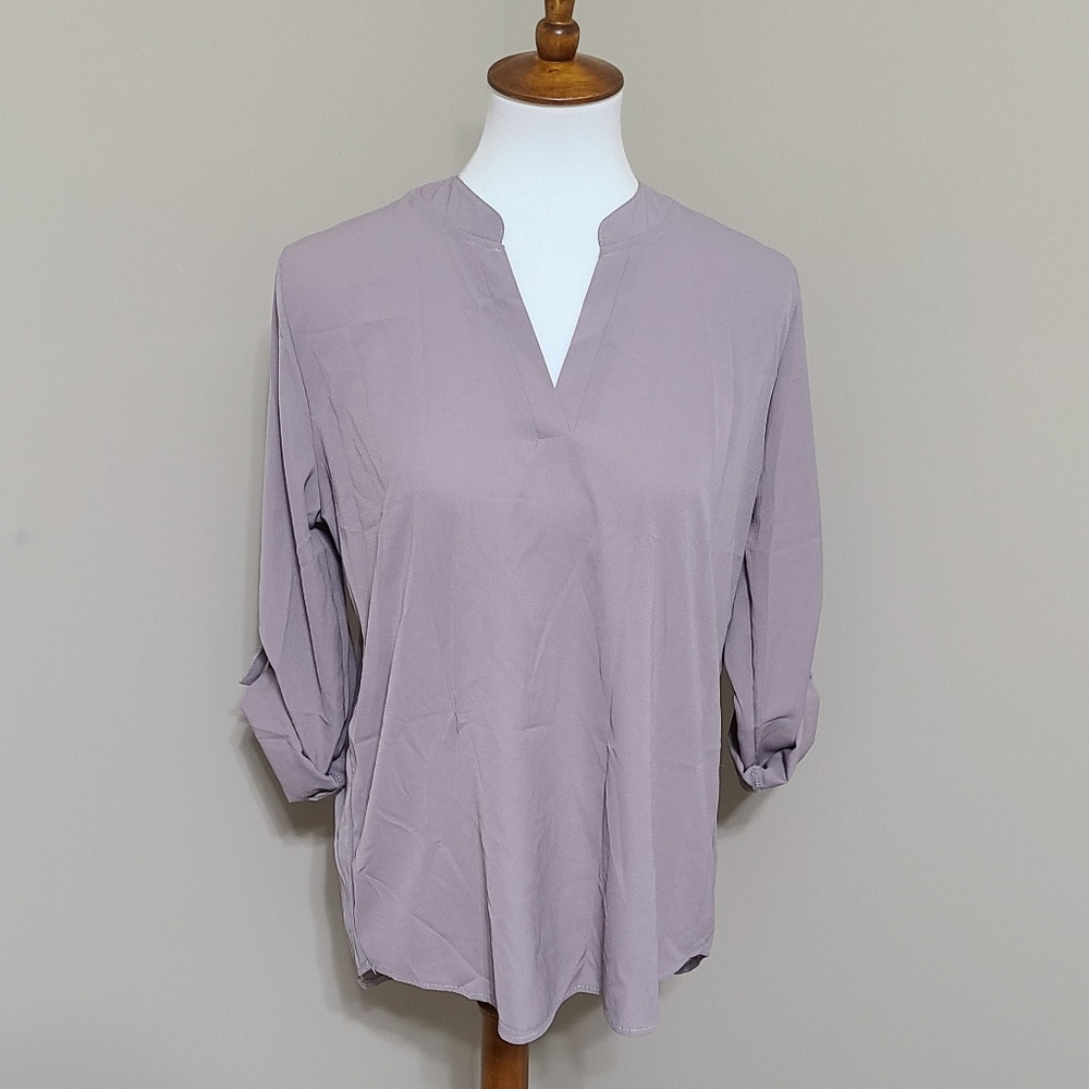 Grey tab sleeve blouse